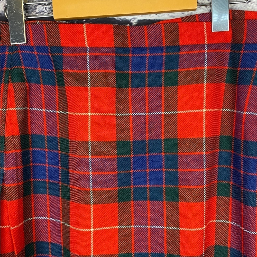 Vintage Scottish Plaid Red Wool Tartan Plaid Classic Traditional Skirt Kilt Sz M - Picture 6 of 17